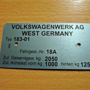 Blanko Typenschild VW Iltis